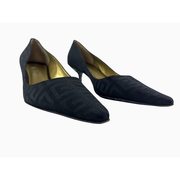 Givenchy Classic Womens Size 40 Black Monogram Pointed Toe Kitten Heel Pumps - Picture 13 of 13